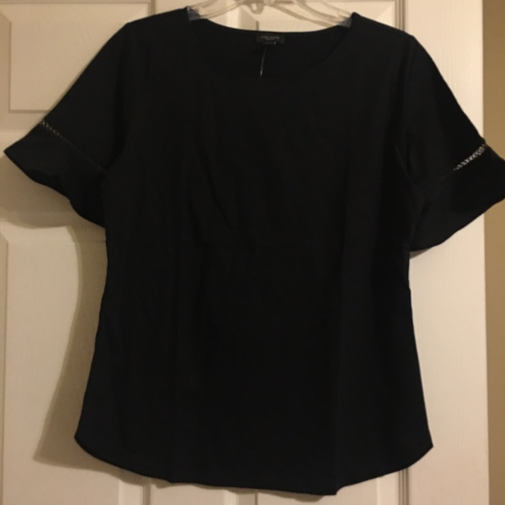 Ann Taylor Loft black ruffle shirt